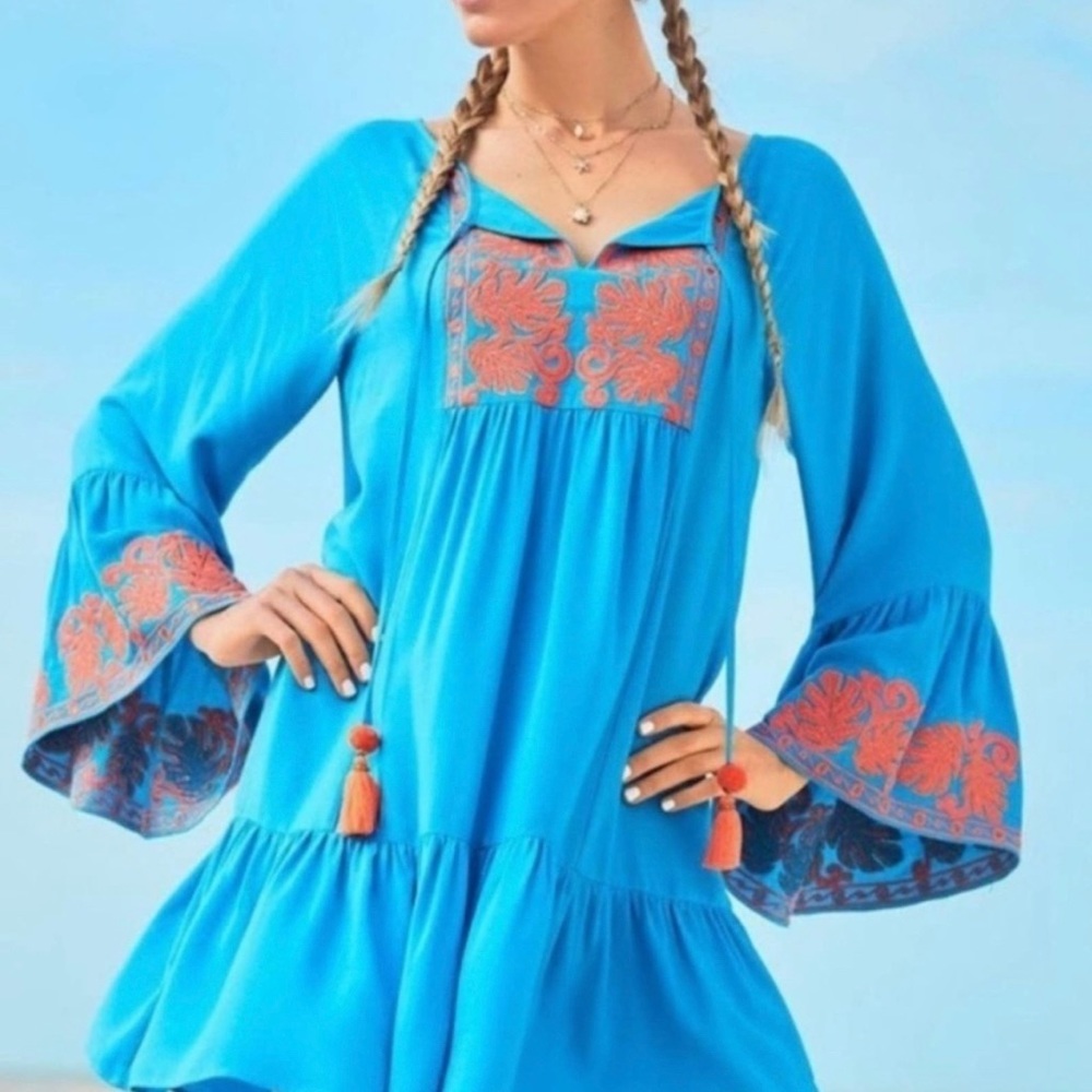 Lilly Pulitzer Amisa Tunic Dress Sparkling Blue L